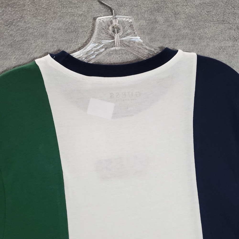Guess Men Shirt Large Green Colorblock Logo Embroidered Short‎ Sleeve NWT - Picture 7 of 11
